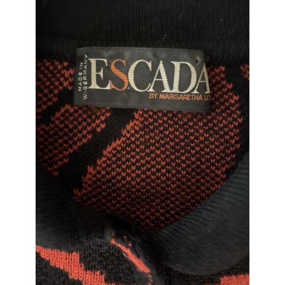 VTG Escada By Margaretha Ley Sweater Women 42 (US M/L) Red Black Wool Germany - Picture 3 of 10